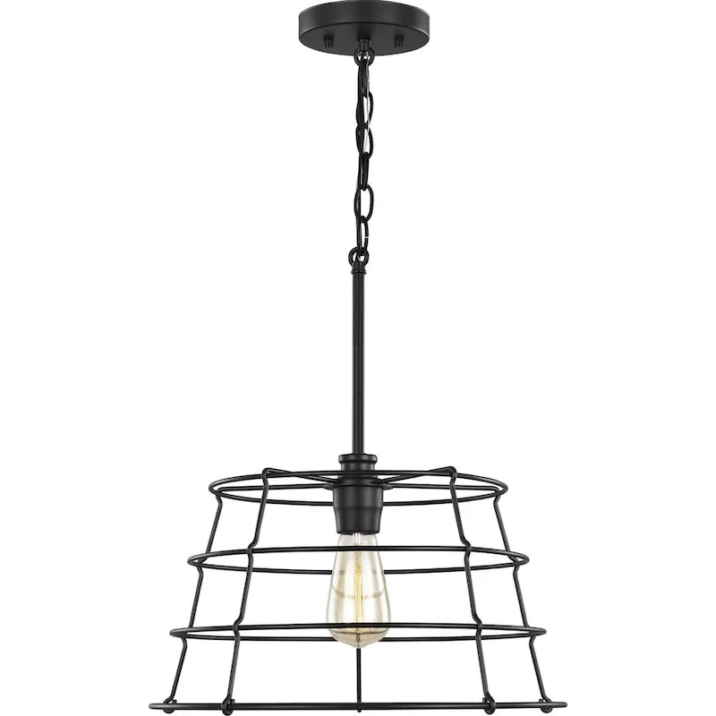Chambers Collection One-Light Matte Black Farmhouse Pendant Light - 12.870  x 18.720  x 18.720
