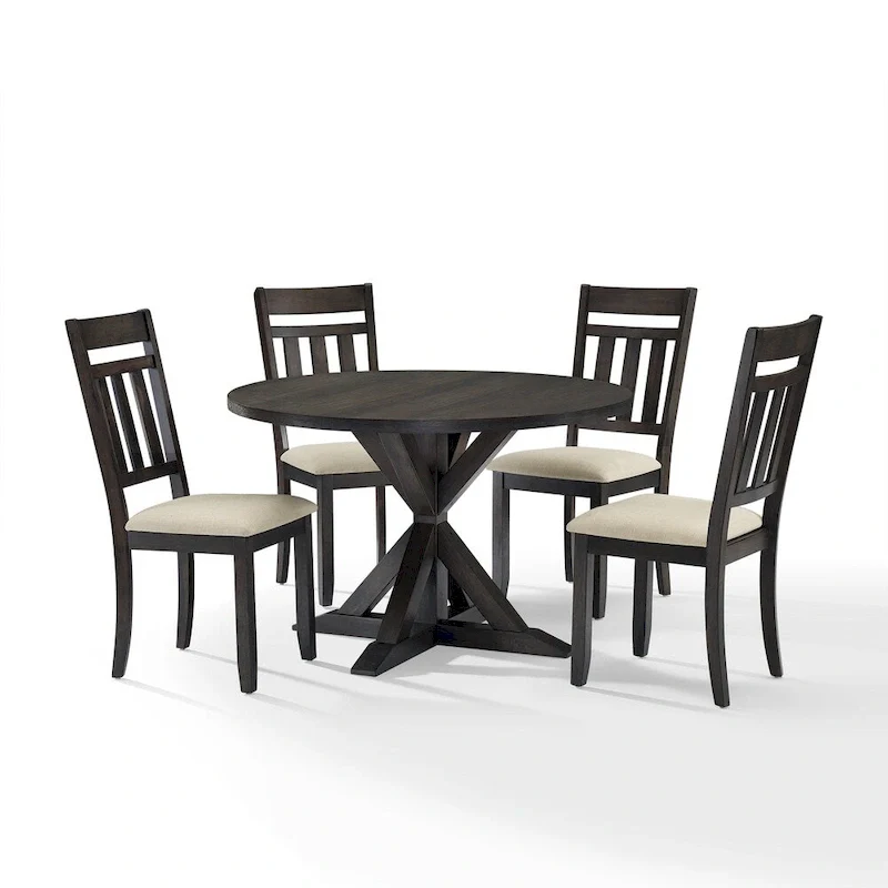 Crosley Hayden 5Pc Round Dining Set Slate Table, 4 Chairs