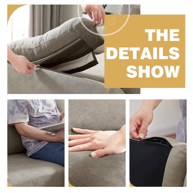 3-Piece Living Room Sectional Sofa Set with Chair and Ottoman