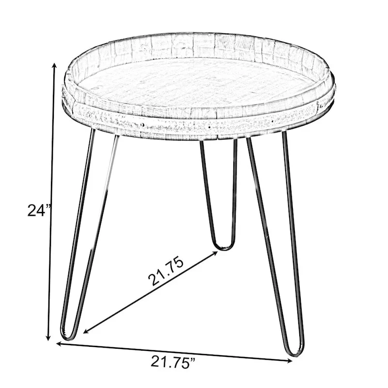 Wooden Wine Barrel Head End Table Accent Coffee Table