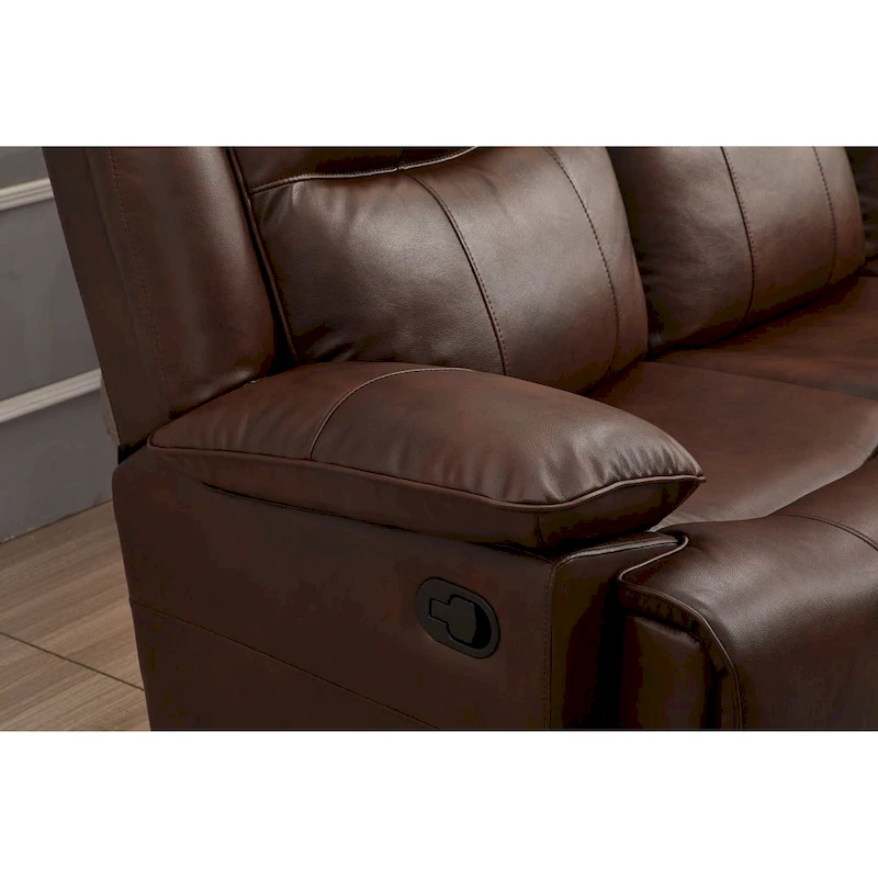 Betsy Furniture Bonded Leather Manual Rclining 3-seat Sofa Couch 8006