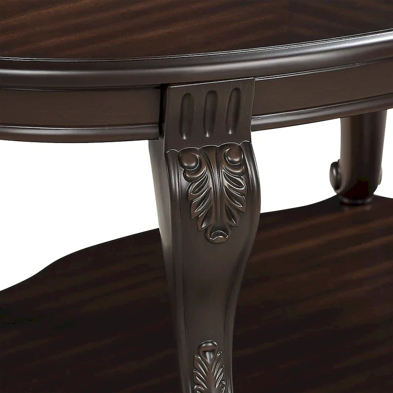 22-Inch Round End Table with Lower Shelf