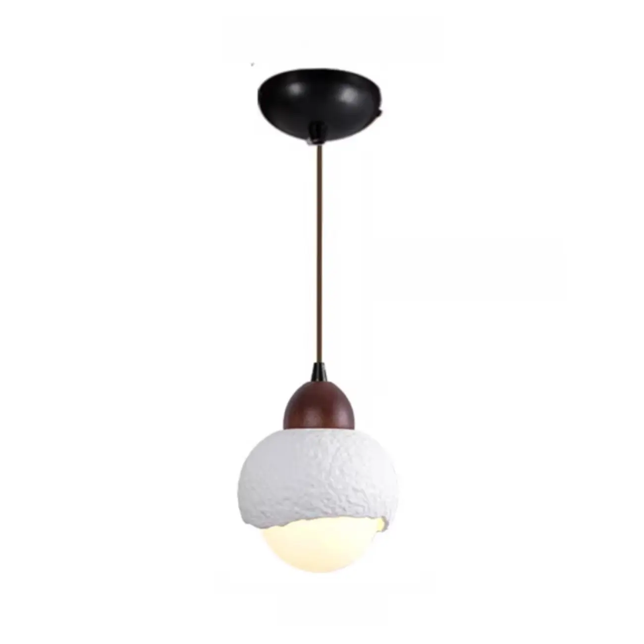 Modern Wood Ceramic Hanging Globe Pendant Light