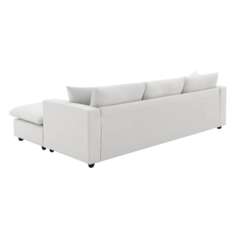4-Seat Polyester L-Shaped Sectional Sofa with Convertible Ottoman