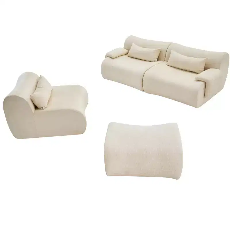 GDFStudio Yugi Modern 117 3-Seater Boneless Sectional Sofa with Curved Armrests and Streamlined Design