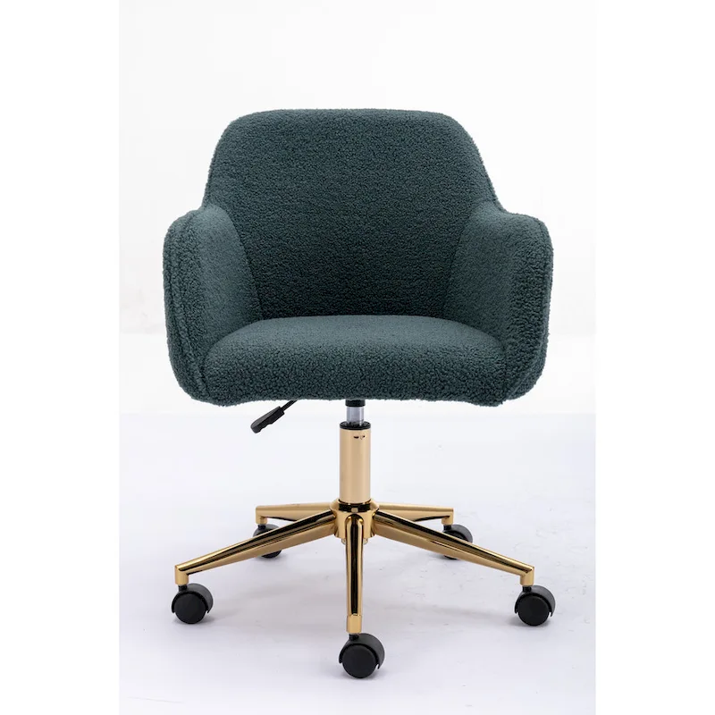 Modern Home Office Chair with Gold Metal Legs and Universal Wheels