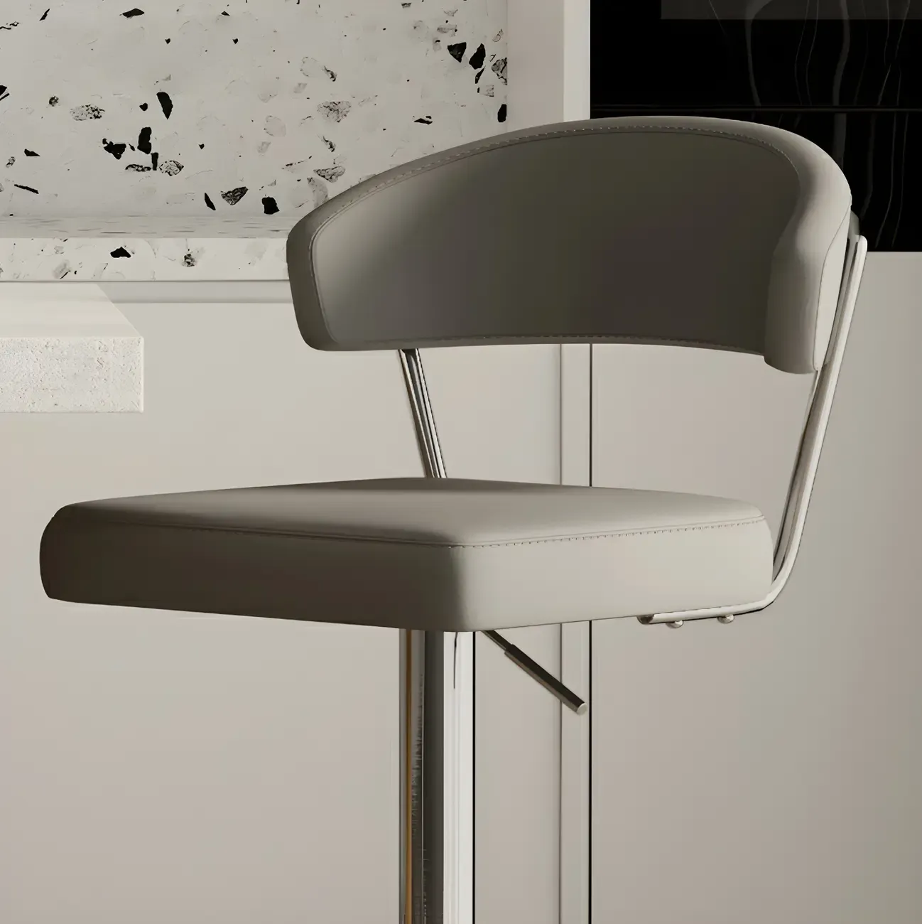 Modern Upholstered Leather Swivel Bar Stools with Adjustable Height