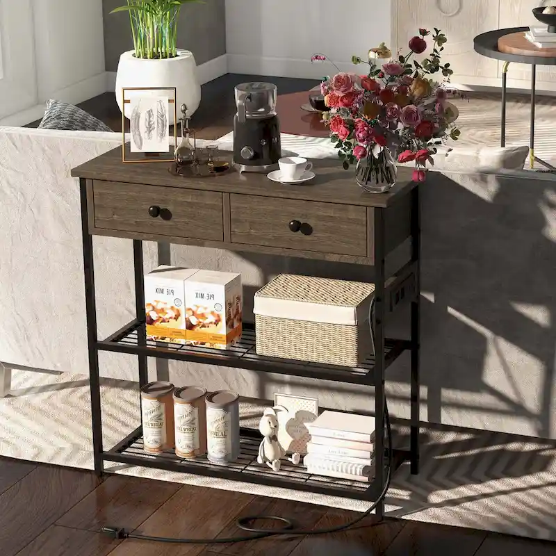 Costway Entryway Table with Charging Station Narrow Console Table with - See Details