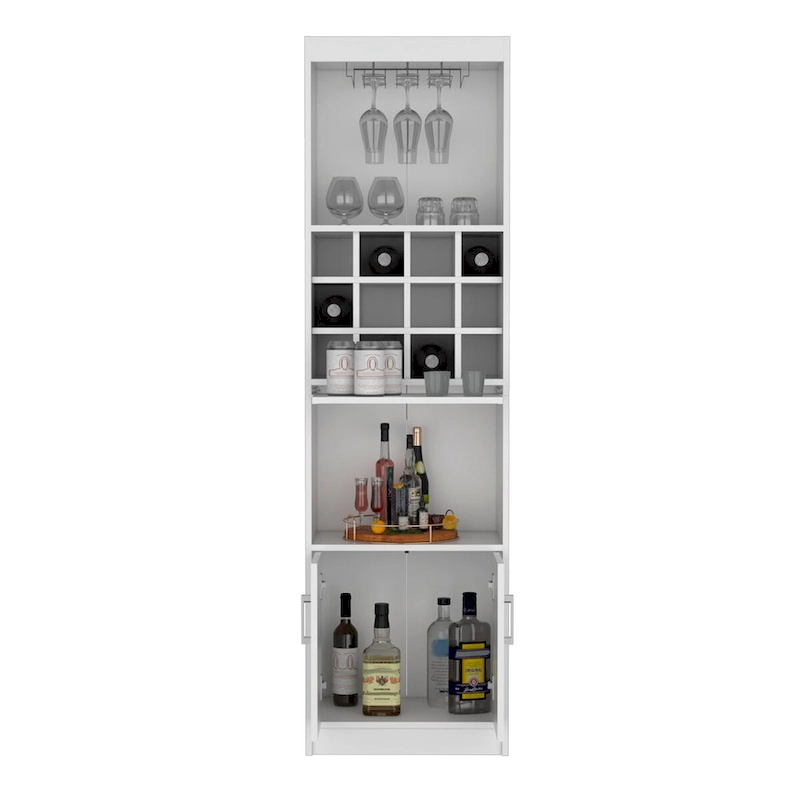 71Tall Bar Cabinet 5-Tier Modern Bar Cabinet with Glass Holder Stemware Rack,Wine Cabinet,12 Bottle Cubbies,5 Shelves