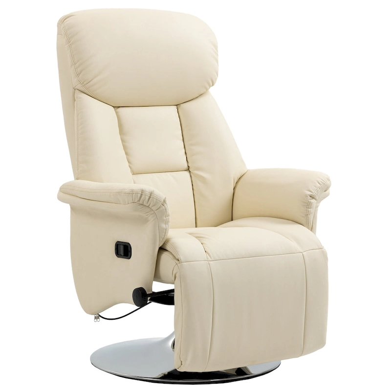Recliner Chair for Adults, Adjustable Swivel Recliner with Footrest, Padded Arms, PU Leather Upholstery and Steel Base