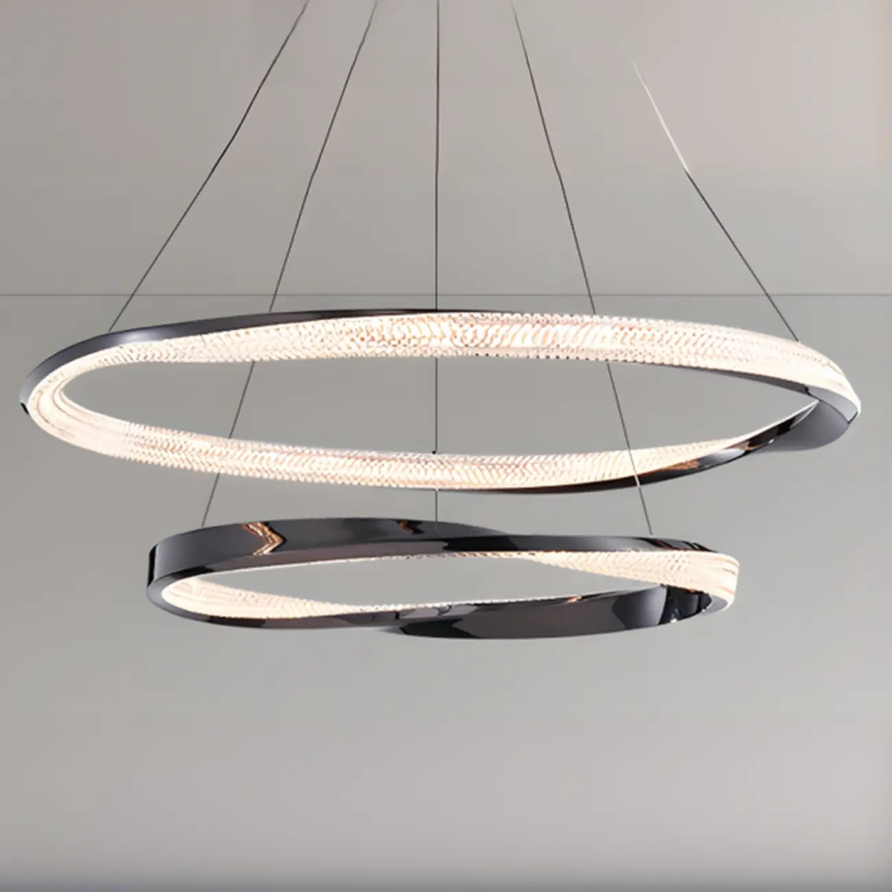 Modern LED Stylish Metal Black Circle Ring Chandelier