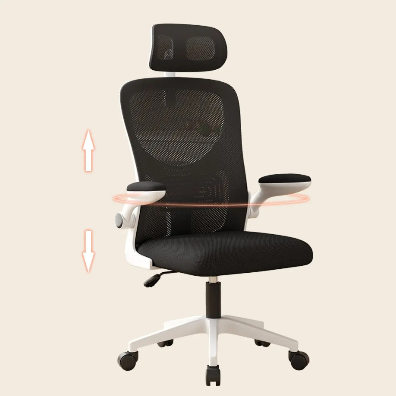 Ergonomic Black White Mesh Adjustable Office Chair