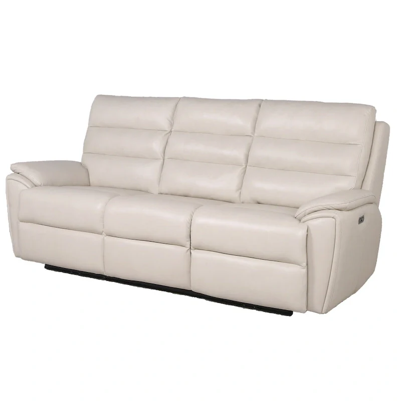 Ivory Top Grain Leather Power Sofa