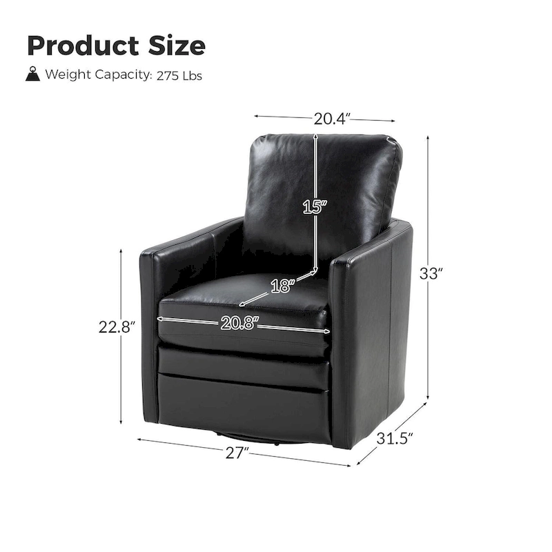 Terrance Transitional Swivel Faux Leather Barrel Accent Chair with Metal Base