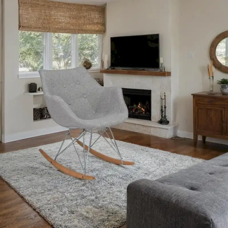 Polyester Upholstered Rocking Nursing Chair - Modern Accent Armchair for Home, Living Room, Bedroom