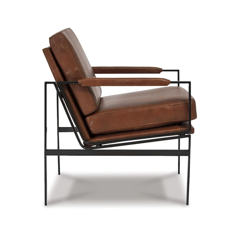Signature Design by Ashley Puckman Mid Century Modern Leather Accent Chair - 29  W x 31.5  D x 34.25  H
