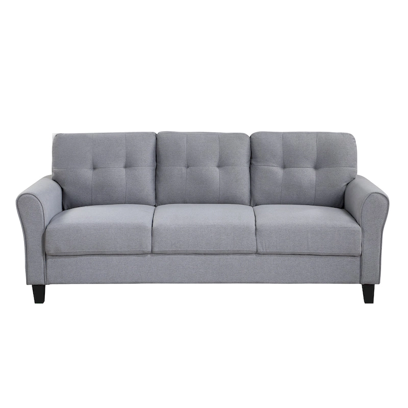 Grey Linen Upholstered Couch Sofa - 30.00 x 79.90 x 34.50
