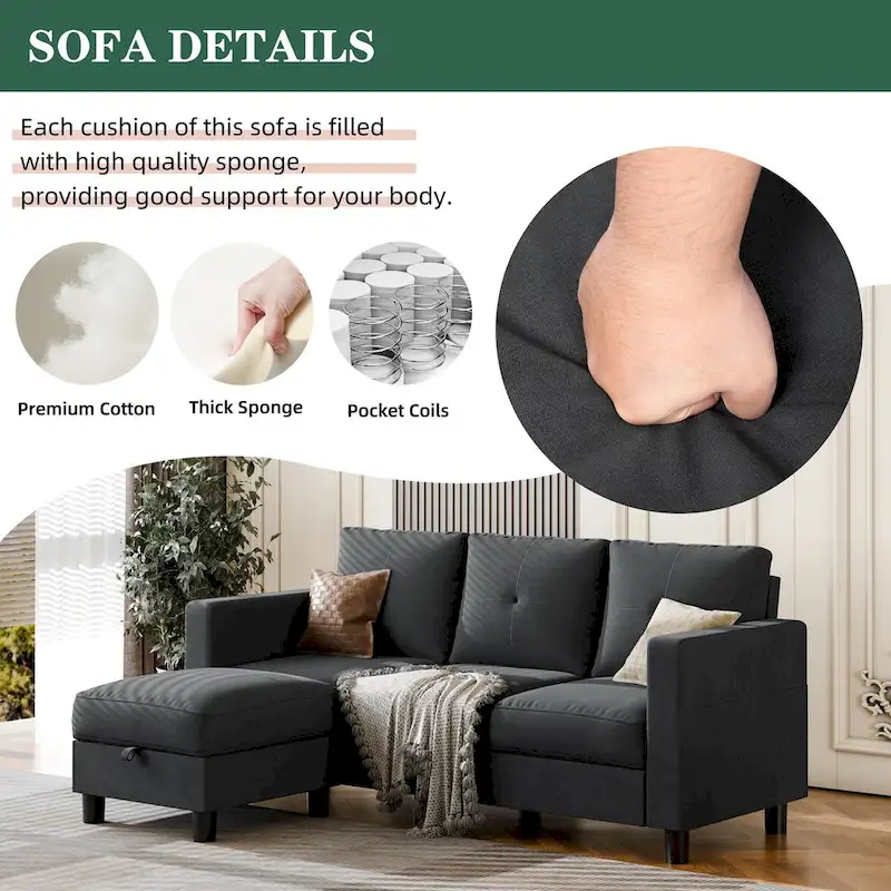 Futzca Convertible Sectional Sofa Couch, L Shaped Couch Sofa