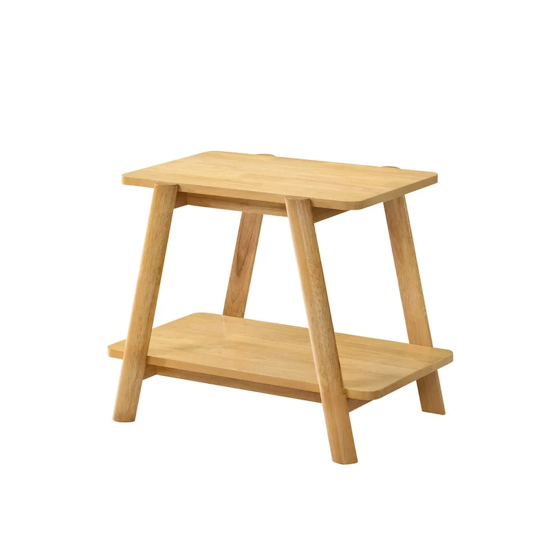 Mid-Century End Table - Wood, Sculptural Design, Storage Shelf, 26.77W x 21.65H