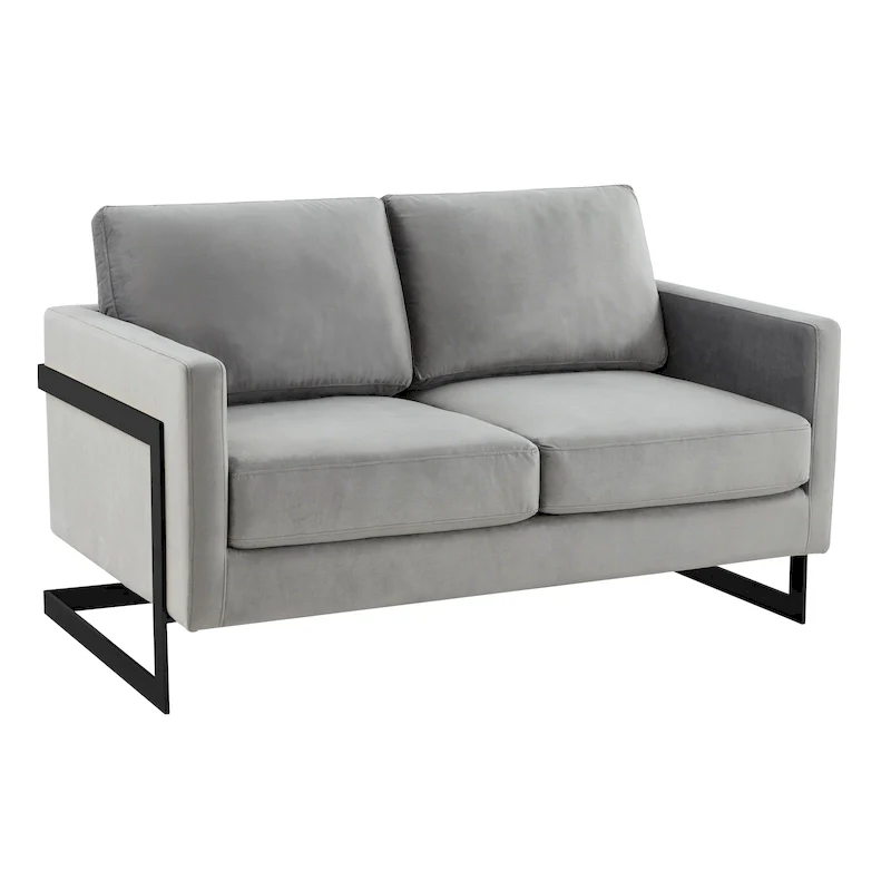 Upholstered Loveseat Sofa in Velvet Fabric with Removable Cushions and Stainless Steel Frame