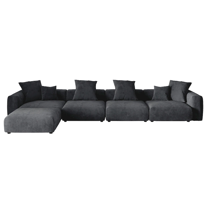 180 Leathaire Upholstered Sofa Modular Sectional Sofa with Ottoman