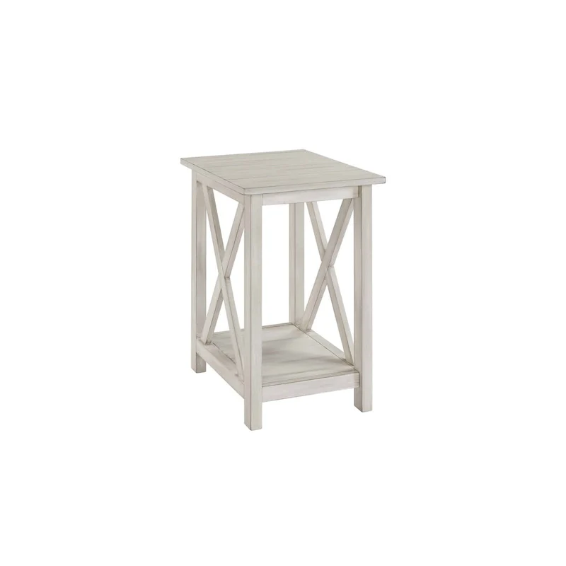 Jamestown Antique White Wood Side Table