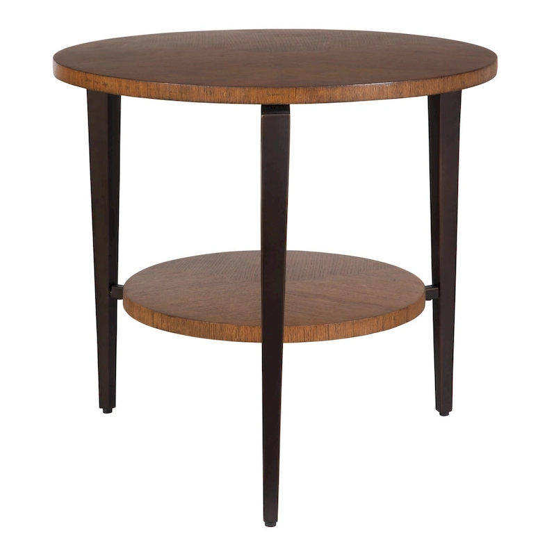 2-Tier Round Top Side Table - 26.5 - Brown