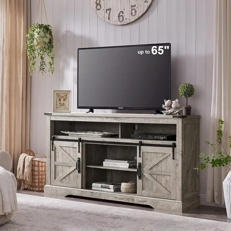 Farmhouse Wood TV Stand, Highboy Entertainment Center, Media Console
