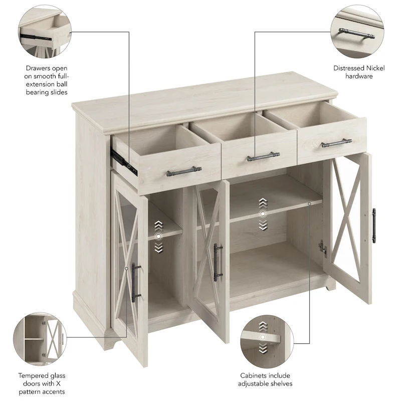 Lennox 46W Sideboard Buffet Cabinet with Drawers by Bush Furniture