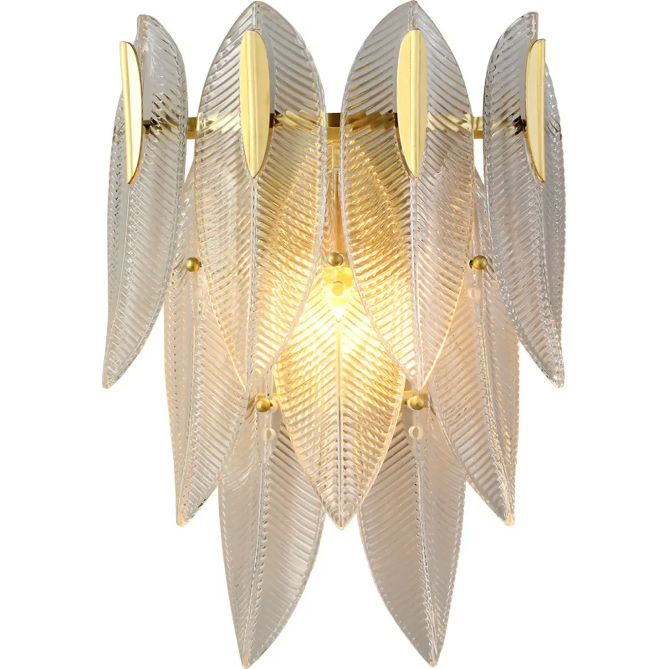 Modern 2-Light Tiered Wall Sconce with Glass Leaves & LED