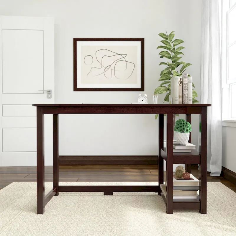 Plank and Beam Desk with Bookshelves