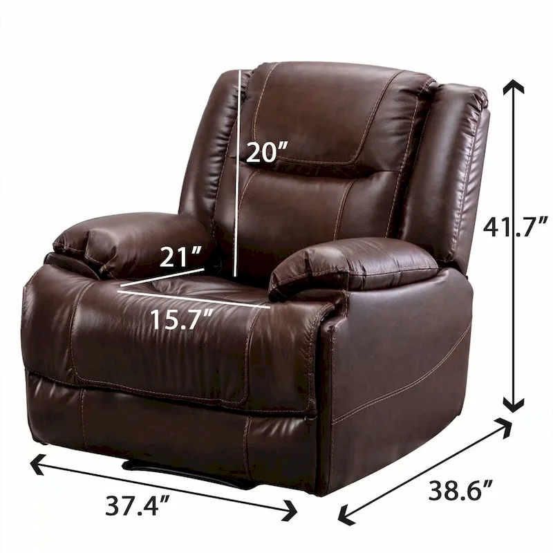 Genuine Leather Mid-century Modern Style Manual Recliners Sofa Set