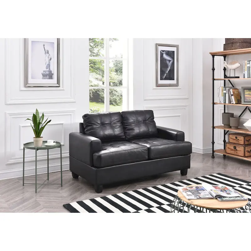 Sandridge 58 in. W Flared Arm Faux Leather Straight Sofa - 34L x 58W x 36H