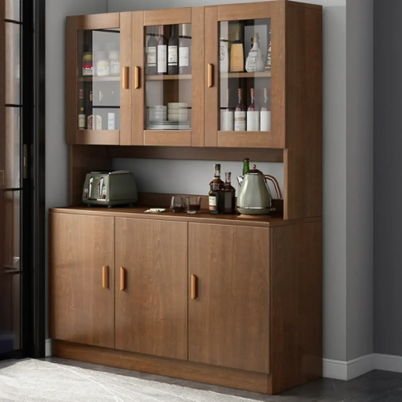 Modern Wooden Sideboard with Cabinets & Shelves