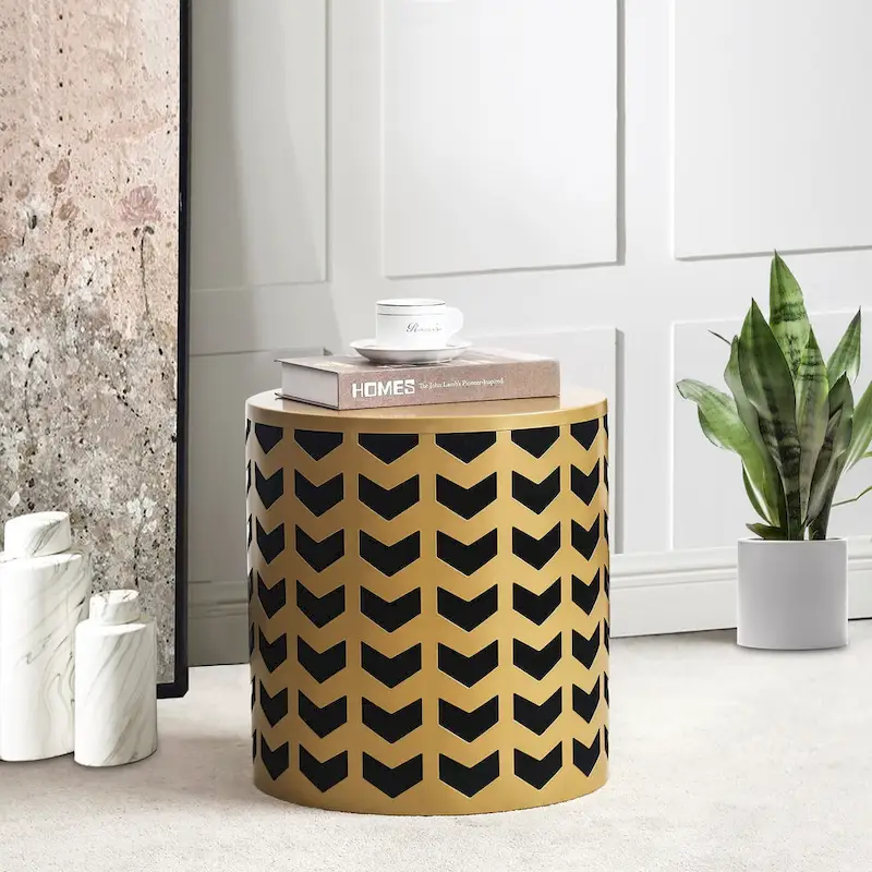 Adeco Set of 2 Round Nesting Side End Tables Set - Set of 2