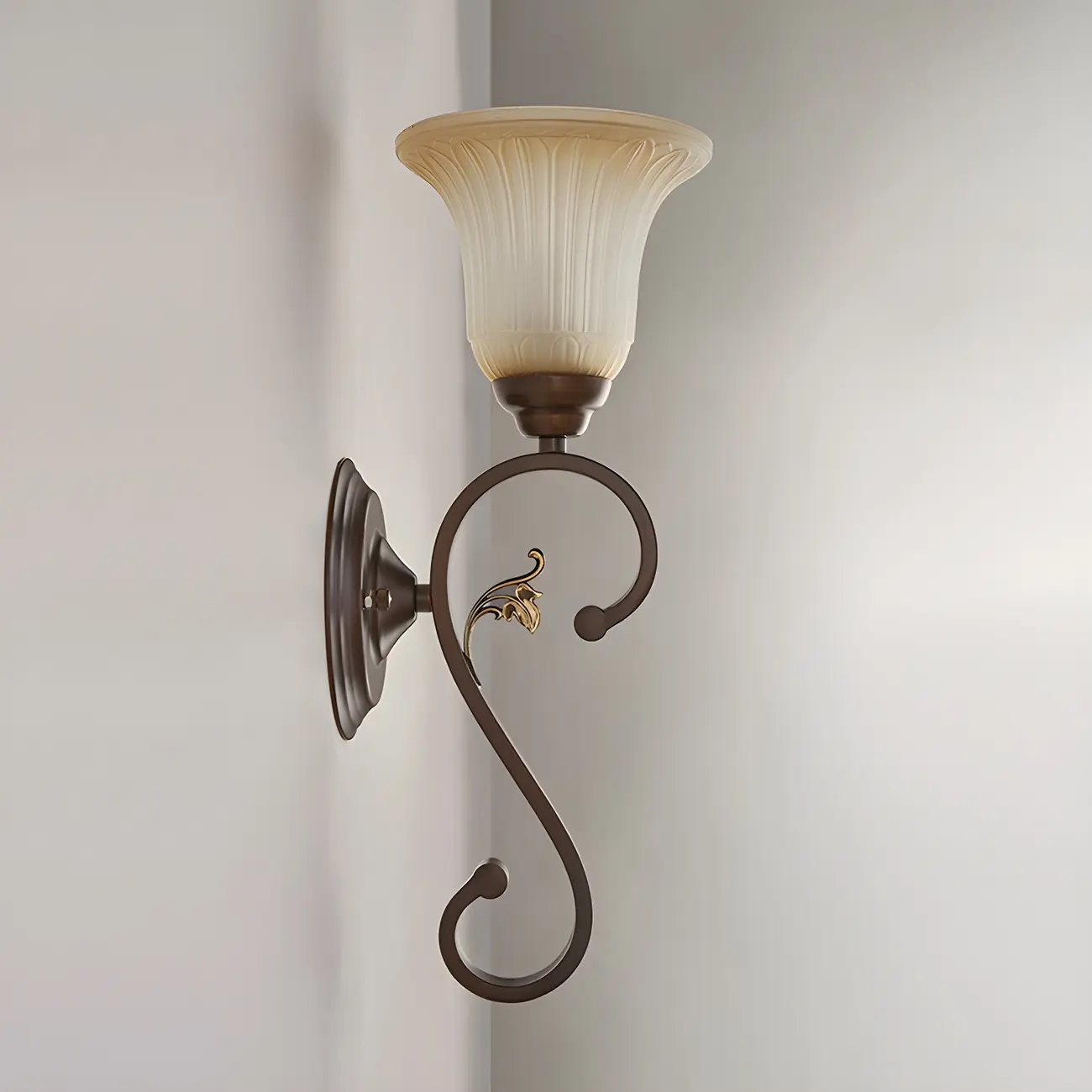Modern Metal LED Wall Sconce Fixture with Glass Shade