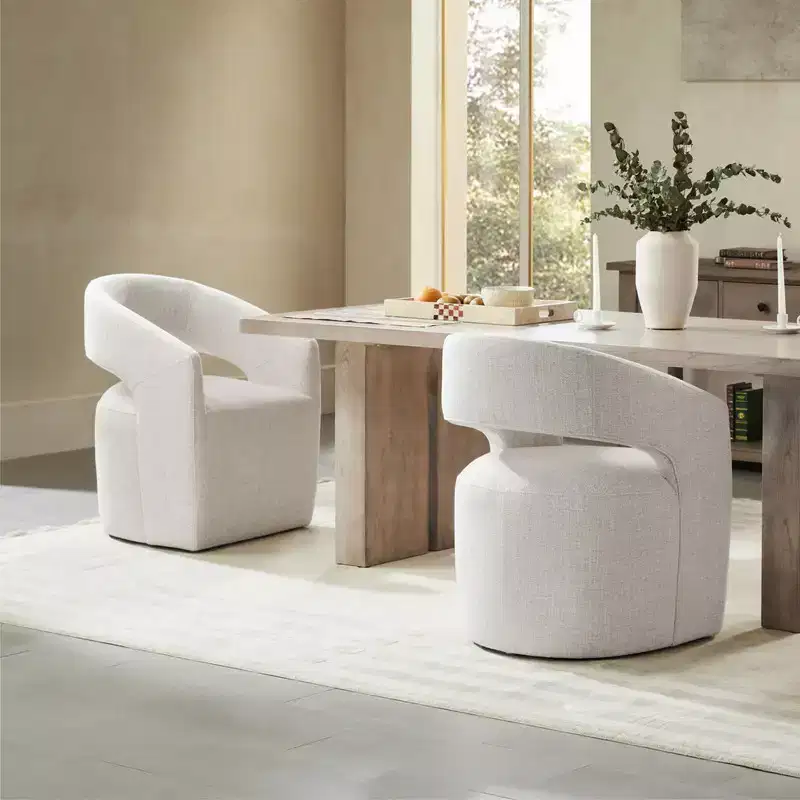 Spruce&Spring Modern Barrel Dining Chair with Caster & Open Back No Assembly Anywhere Chair