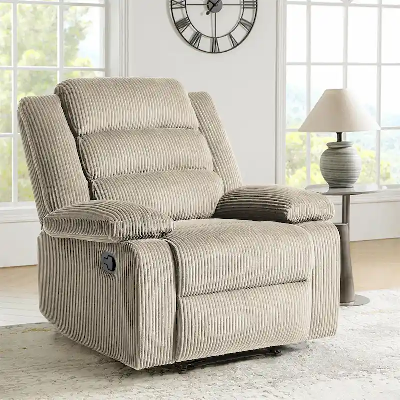Modern 36 W Cotton/ Corduroy Push Back Manual Recliner Chair