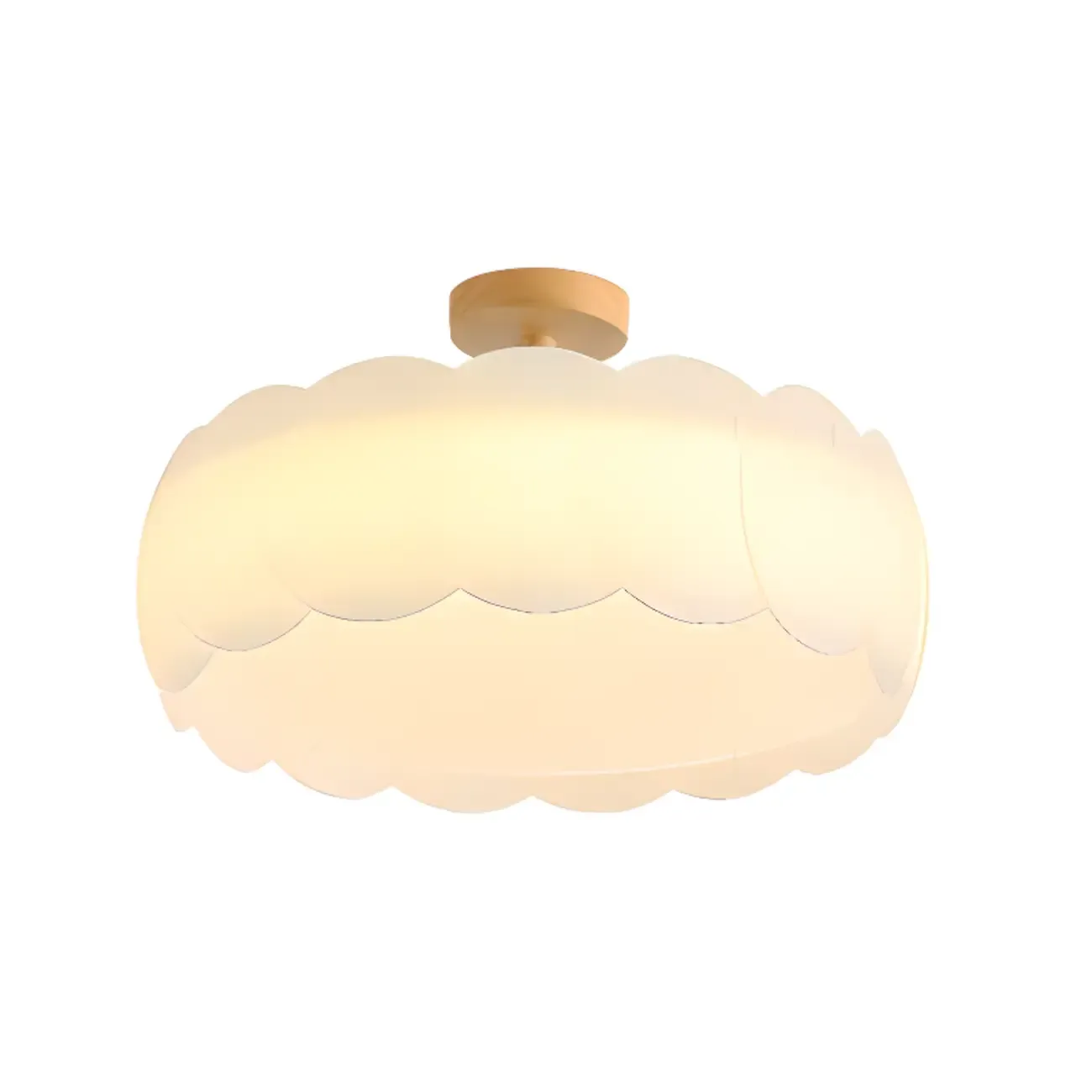 8 Elegant LED Semi Flush Ceiling Light in Natural Finish