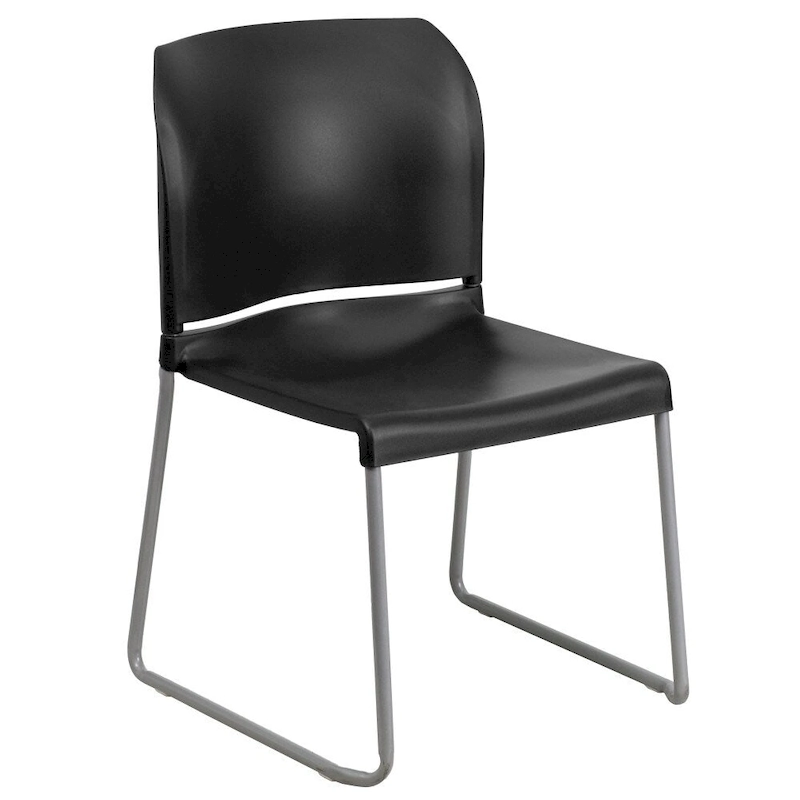 880 lb. Capacity Full Back Contoured Stack Chair with Powder Coated Sled Base