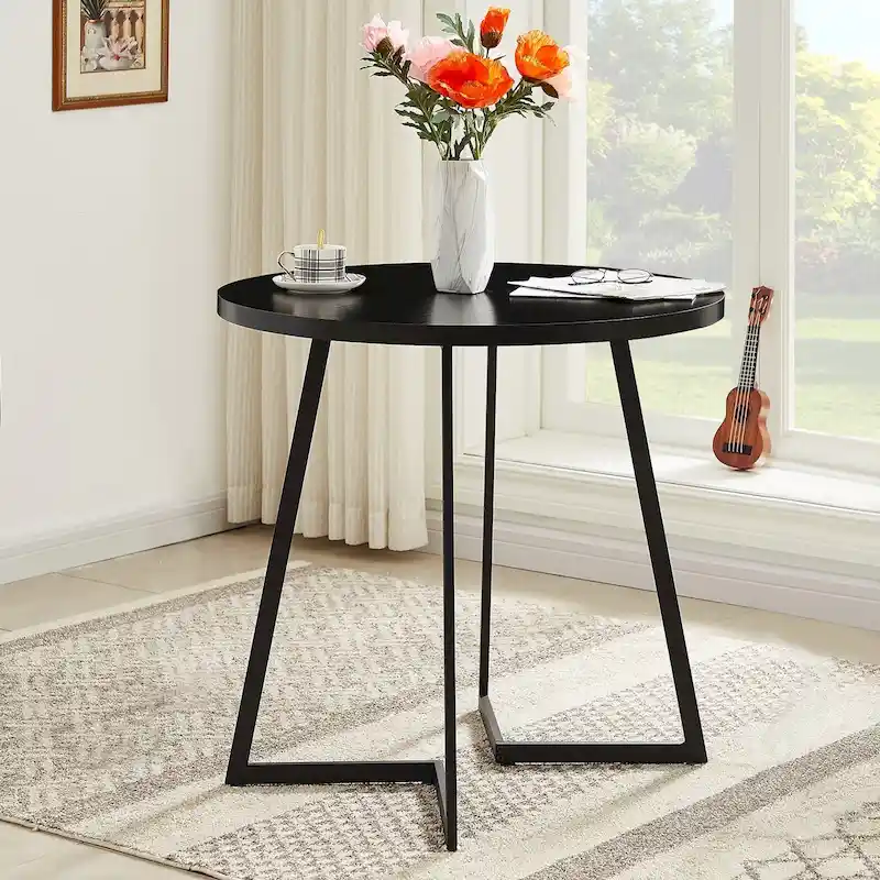 Javlergo 31.5 Round Dining Table Modern Leisure Table with Metal Leg