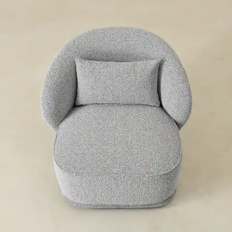 KINWELL 33 Wide Sherpa Boucle Upholstered Swivel Accent Chair