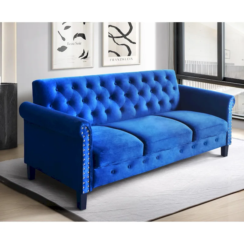 Casper Velvet Rolled Arm Loveseat / Sofa