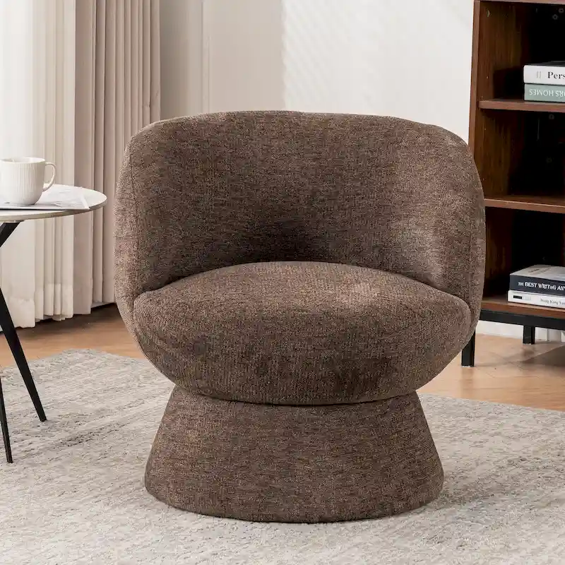 Set of1 Boucle Upholstered Modern Style Swivel Accent Chair
