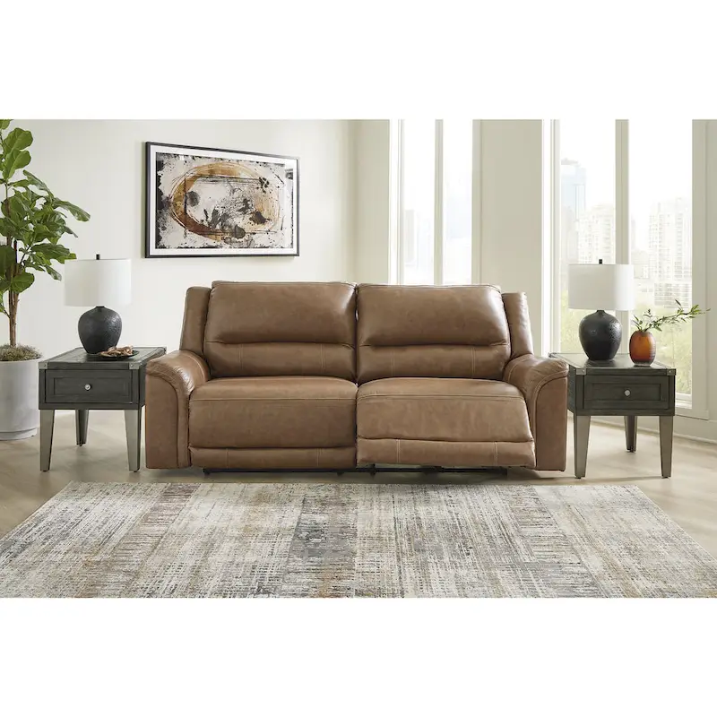 Signature Design by Ashley Trasimeno Caramel Power Reclining Sofa - 92 W x 40 D x 42 H