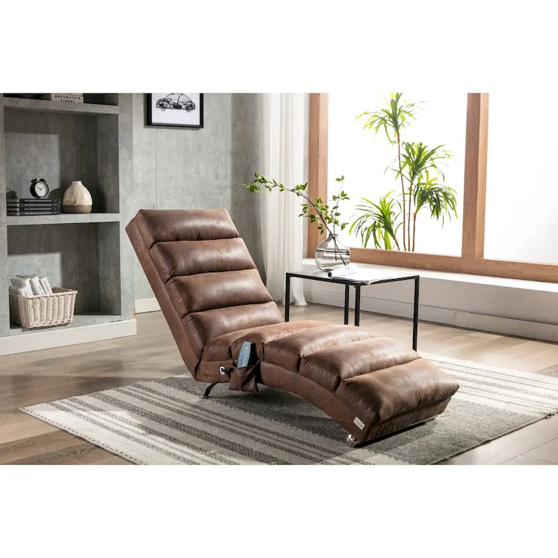 Linen Chaise Lounge Indoor Chair, Modern Long Lounger for Office or Living Room