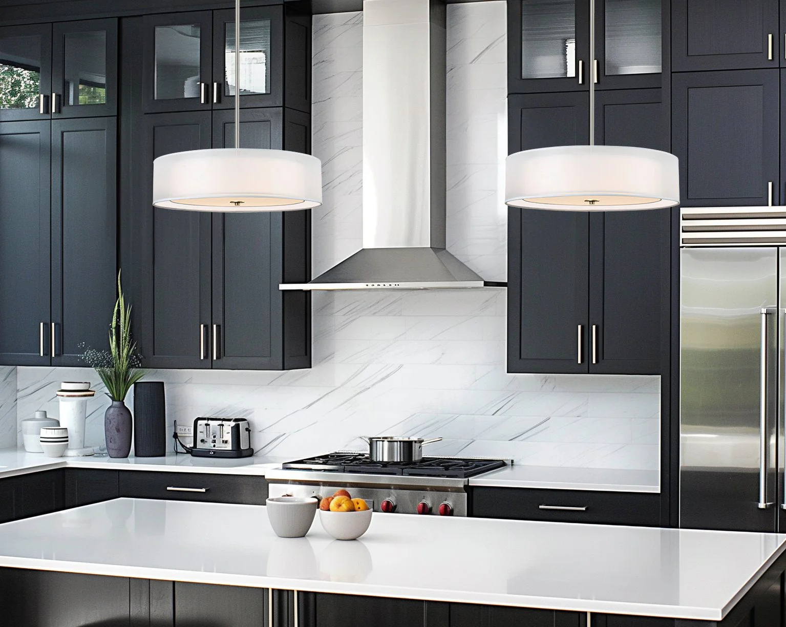 Lindos 20 Modern 3-Light Double Drum Chandelier