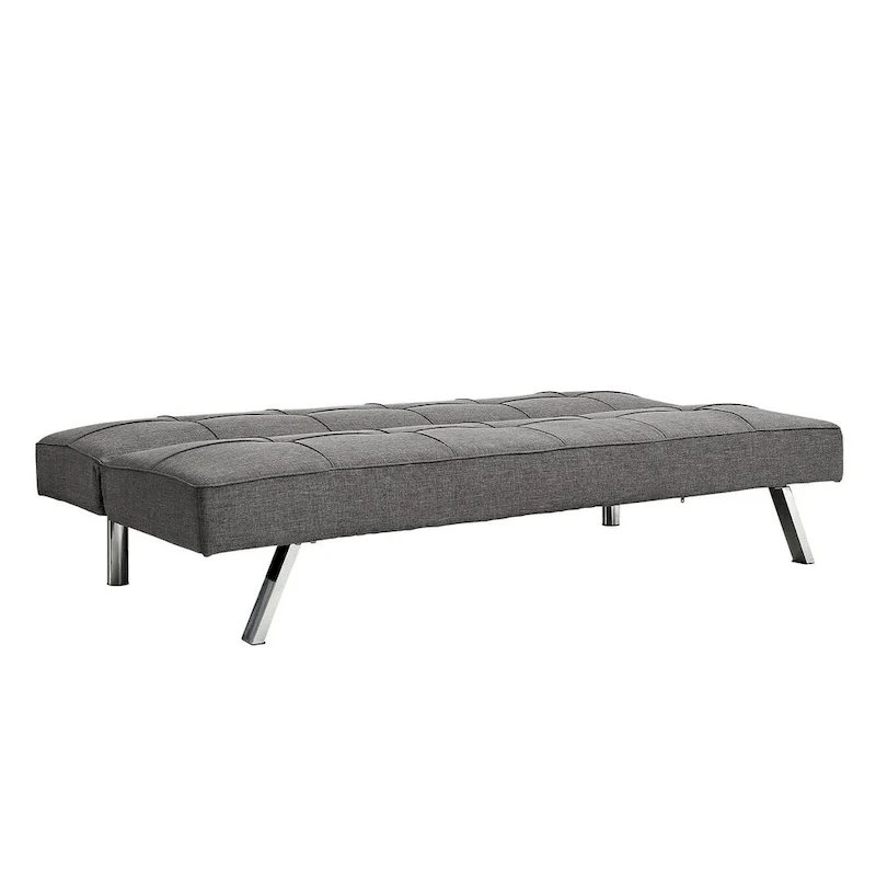 Metal Frame Futon Sofa Bed with Stainless Steel Leg - 32.30 x 68.90 x 29.15