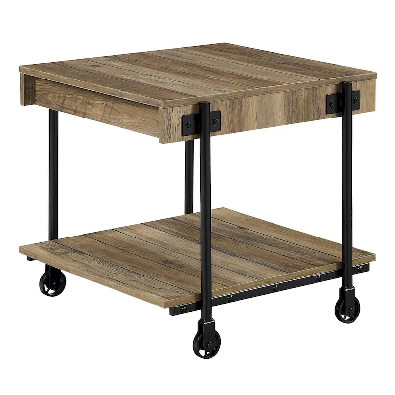 Farmhouse Steel 2-Piece Coffee Table Set with Shelf