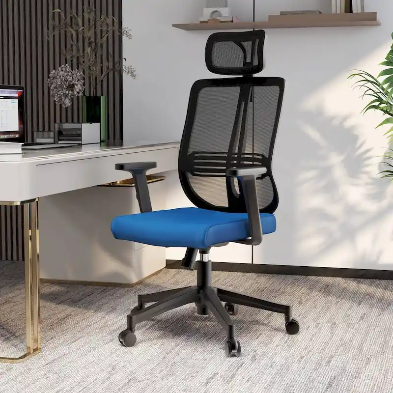 Adjustable Office Chair with Mesh Back and Headrest Nift Series by LeisureMod